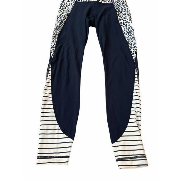 Athleta Petal Salutation 7/8 Ankle Legging XXS Navy Blue White Tight Fit Pant - Picture 3 of 5